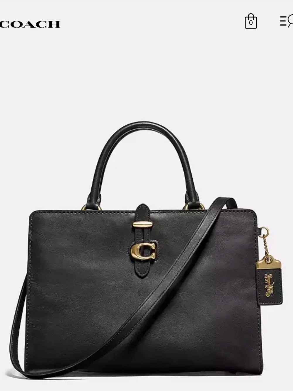 Coach Black Leather Satchel with Gold Hardware and Shoulder Strap